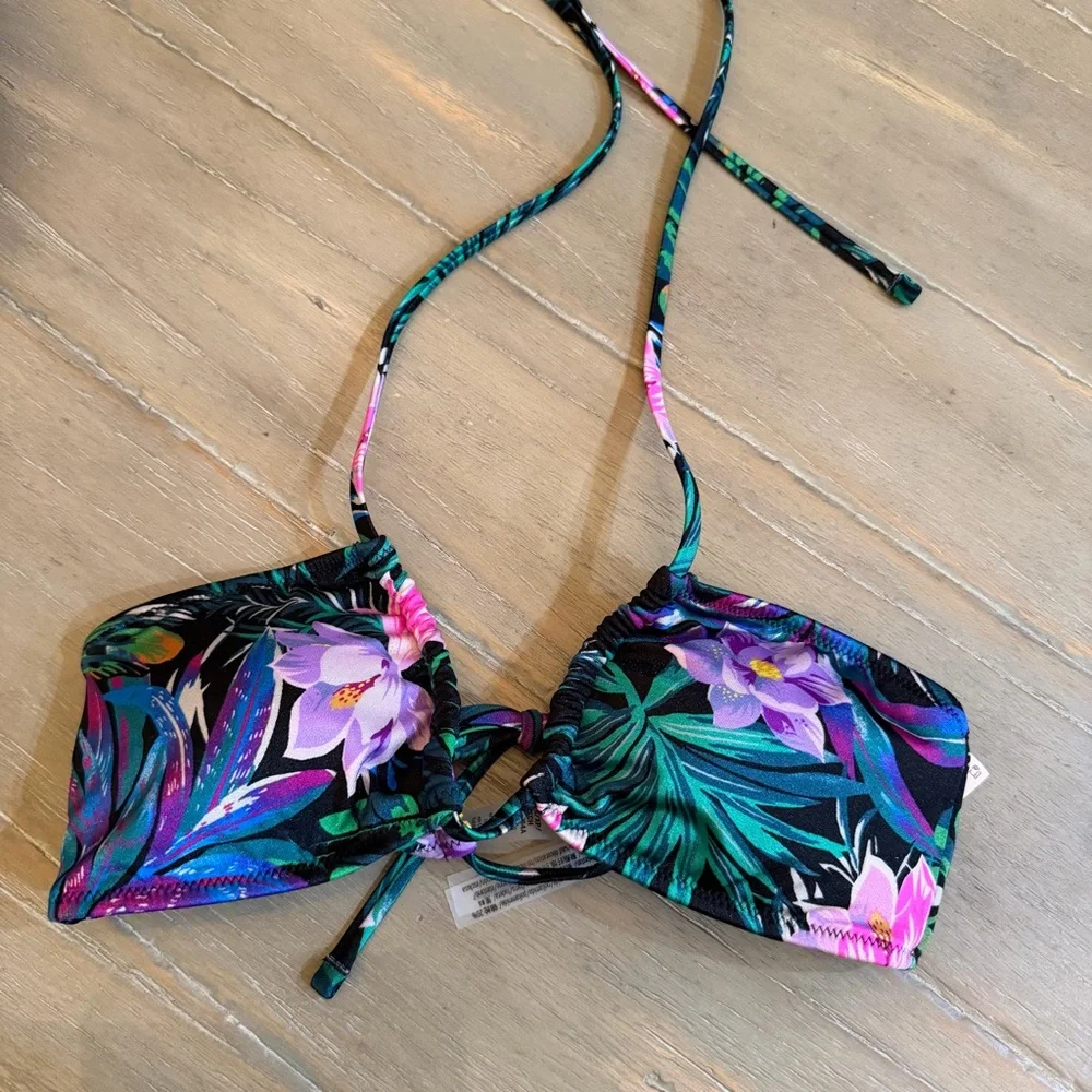 Victoria Secret Tropical Floral Bandeau Bikini Top - Purple & Green - Picture 2 of 5